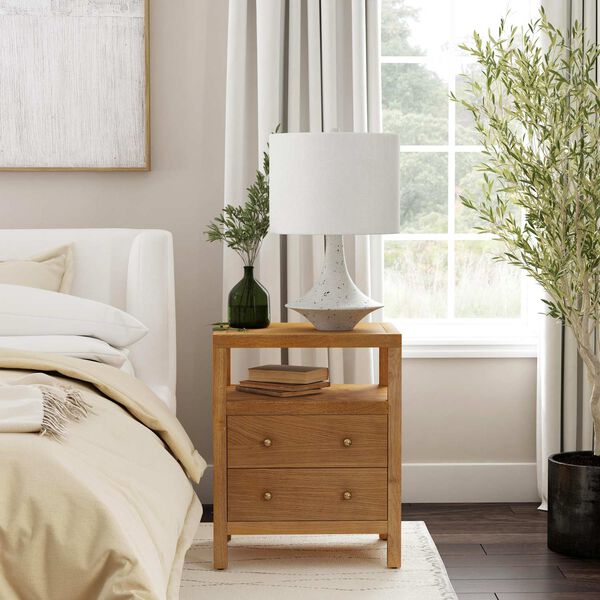 Celine Light Natural Two-Drawer Nightstand, image 2