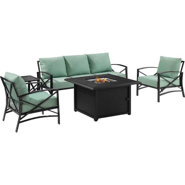 Kaplan Five-Piece Outdoor Metal Sofa Set with Fire Table, image 2