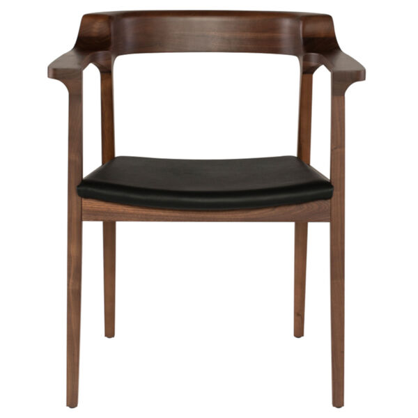 Caitlan Matte Black and Walnut Dining Chair, image 2