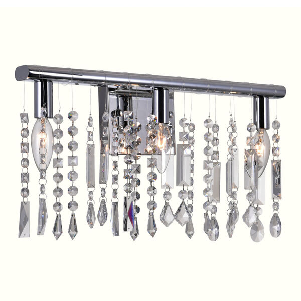 Janine Chrome Three-Light Vanity Wall Sconce with K9 Clear Crystals, image 6