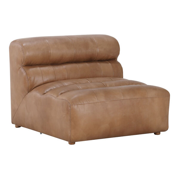 Ramsay Brown Leather Armless Chair Sofa, image 2