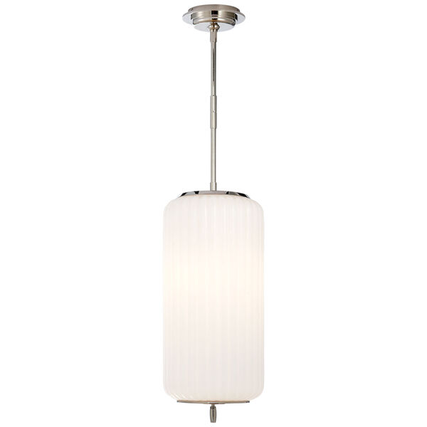 Eden Medium Pendant in Polished Nickel with White Glass by Thomas O'Brien, image 1