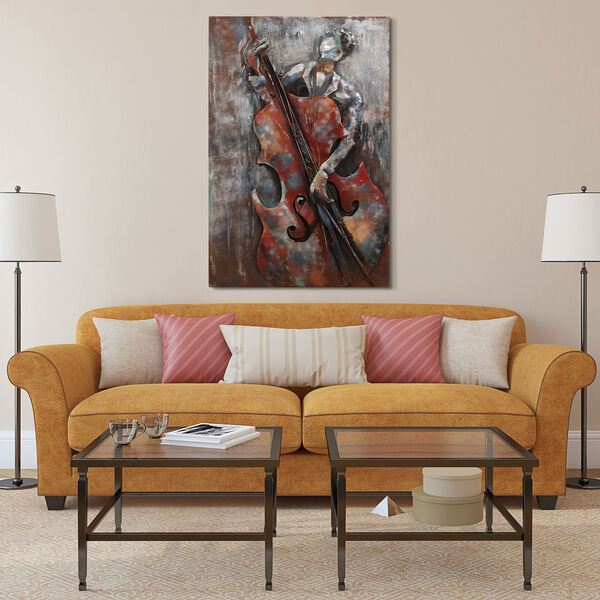 The Bassist Mixed Media Iron Hand Painted Dimensional Wall Art, image 4