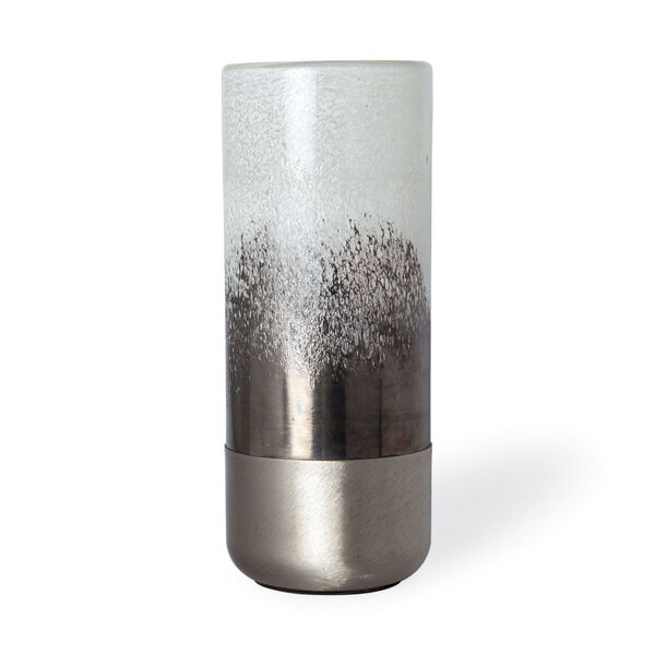 Baltic I White and Brushed Silver Glass Vase, image 1