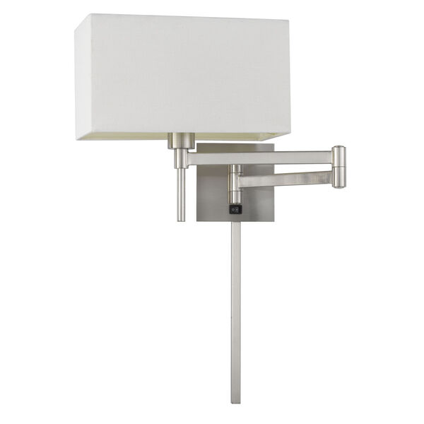 Robson Brushed Steel One-Light Swing Arm Wall lamp, image 1