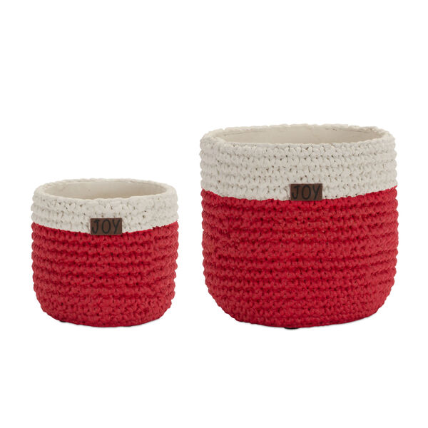 Red Decorative Pot , Set of Two, image 1