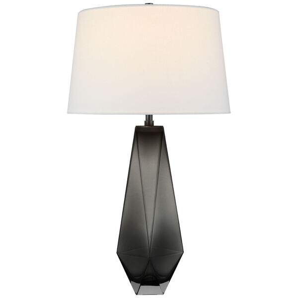 Gemma Medium Table Lamp in Smoked Glass with Linen Shade by Chapman  and  Myers, image 1