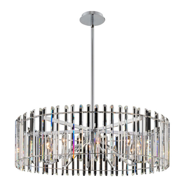 Viano Polished Chrome 10-Light Pendant with Firenze Crystal, image 1