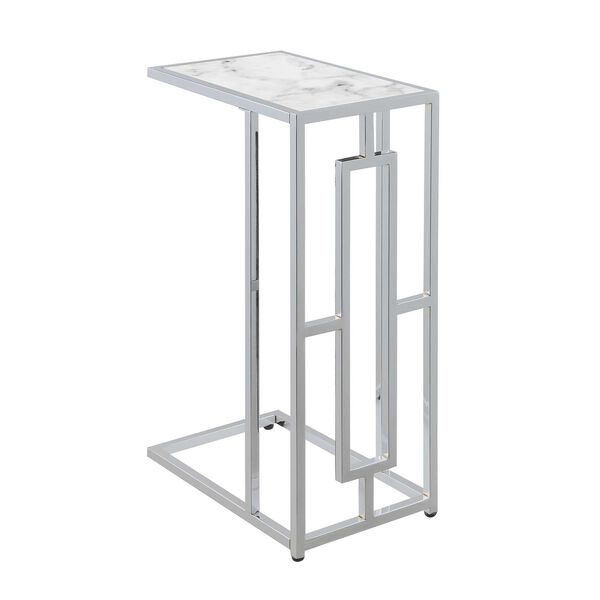 Town Square White Marble Chrome Marble C End Table, image 1