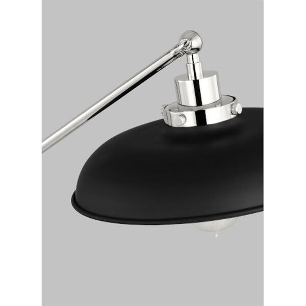 Wellfleet Midnight Black and Polished Nickel One-Light Wide Desk Lamp, image 2