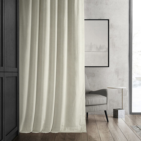 Porcelain White Blackout Velvet Pole Pocket Single Panel Curtain, 50 X 84, image 11