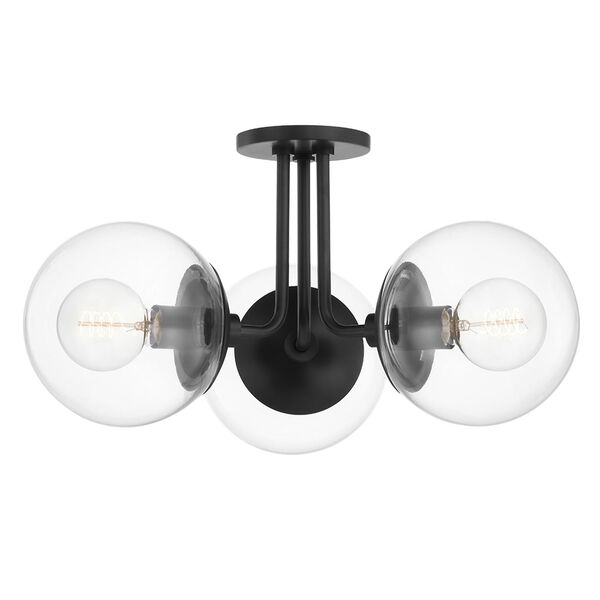 Meadow Old Bronze Three-Light Semi-Flush Mount with Clear Glass, image 1