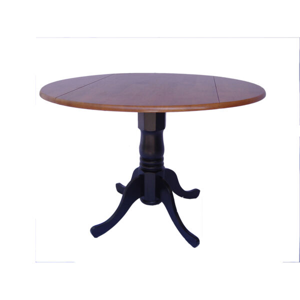 Round Dual Drop Leaf Black and Cherry Table, image 1