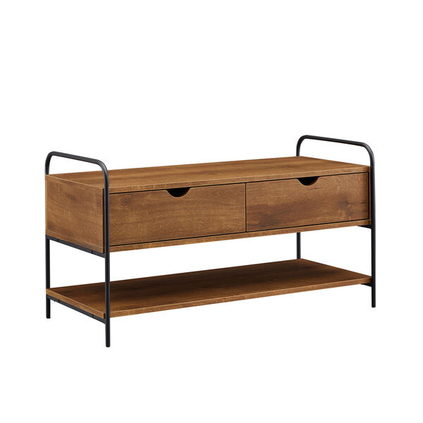 Alissa Natural Walnut Two Drawer Entry Bench with Shoe Storage, image 2
