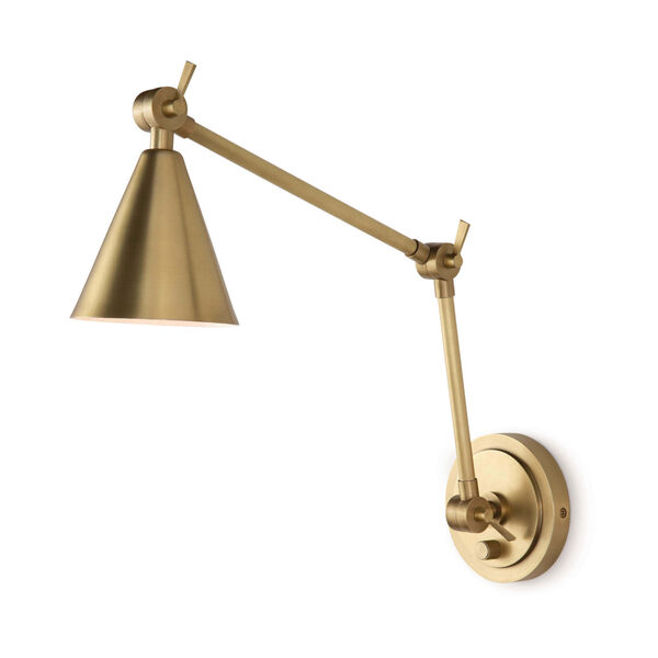 Sal Natural Brass One-Light Swing Arm Wall Lamp, image 1