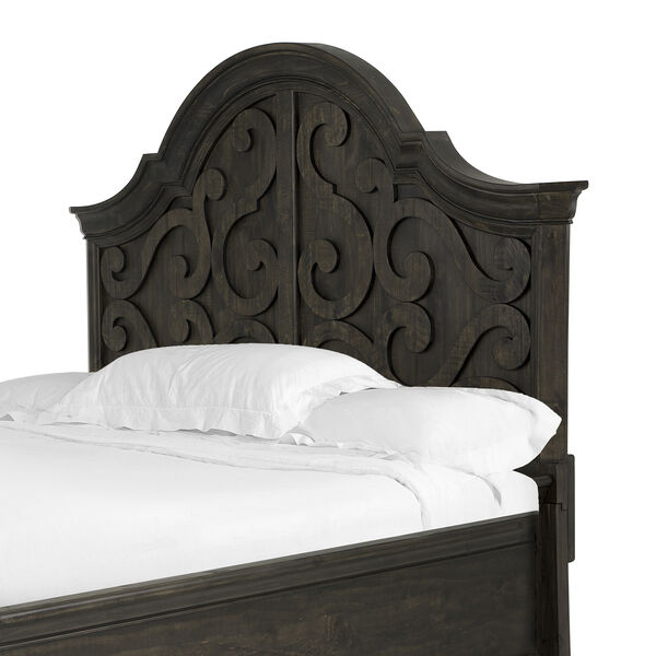 Bellamy Traditional Peppercorn King Panel Bed Shaped Headboard, image 1