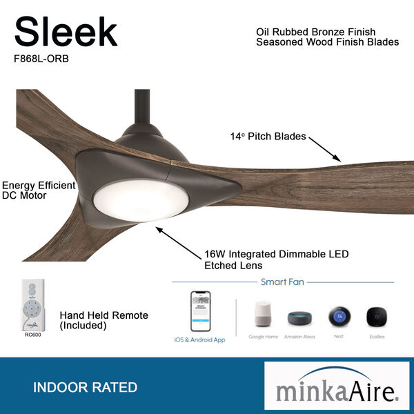 Sleek Oil Rubbed Bronze 60-Inch Smart Ceiling Fan, image 4