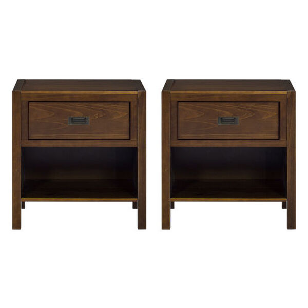 Lydia Walnut Single Drawer Solid Wood Nightstand, Set of Two, image 4
