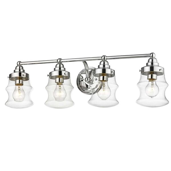 Keal Polished Nickel Four-Light Bath Vanity with Clear Glass, image 4
