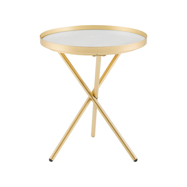 Trebent Gold and White Side Table, image 6