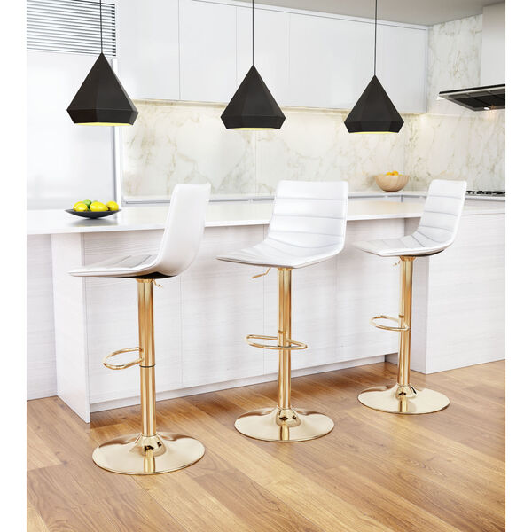 Prima White and Gold Bar Stool, image 2