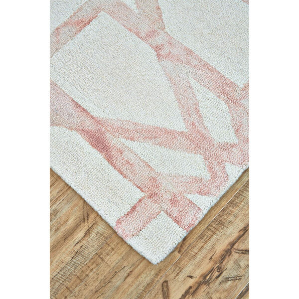 Lorrain Geometric Patterned Wool Pink Ivory Area Rug, image 3