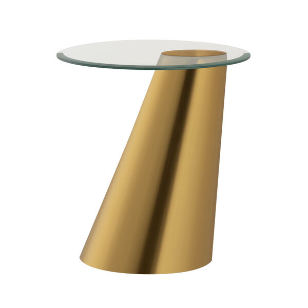 Cone Antique Brass Accent Table, image 1