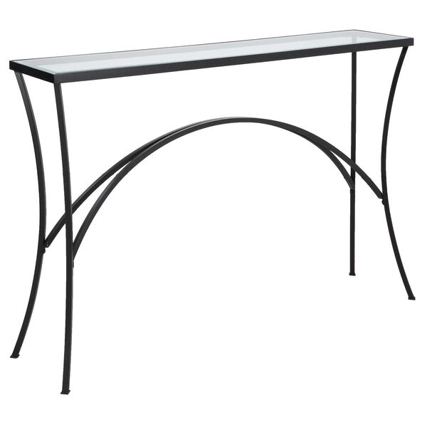 Alayna Black Metal and Glass Console Table, image 1