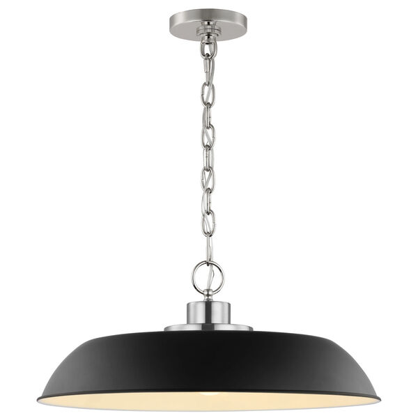 Colony Matte Black and Polished Nickel One-Light Pendant, image 2