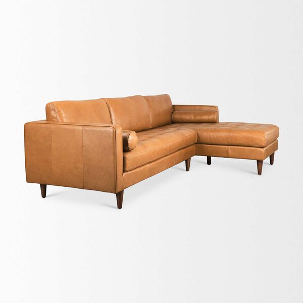 Svend Tan Leather Right Chaise Sectional Sofa, image 6
