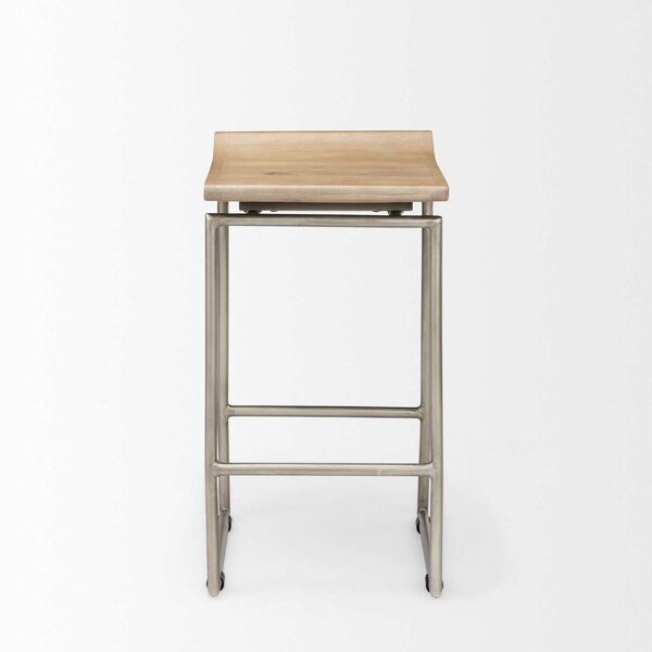 Givens Brown and Silver Metal Frame Counter Stool, image 2