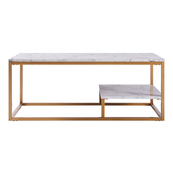 Marmo Faux Marble and Brass Coffee Table, image 3