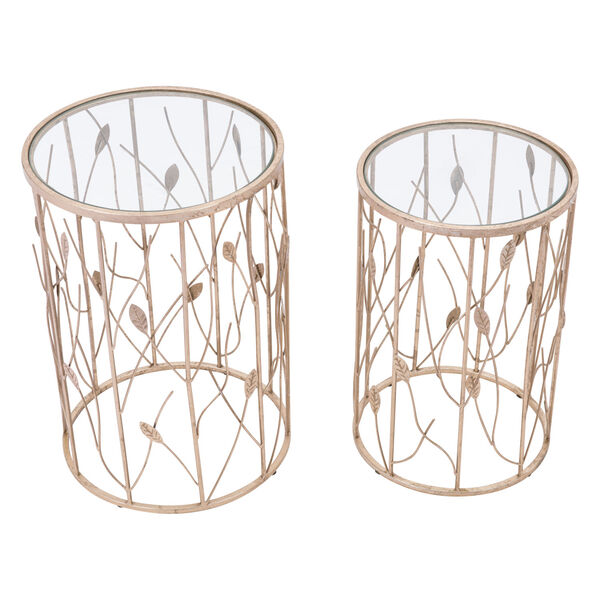 Sage Clear and Gold Side Table, Set of Two, image 3