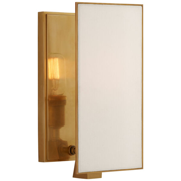Albertine Small Sconce in Hand-Rubbed Antique Brass with Linen Diffuser by Thomas O'Brien, image 1