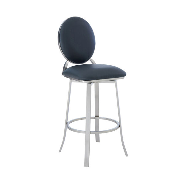 Pia Gray and Stainless Steel 30-Inch Bar Stool, image 1