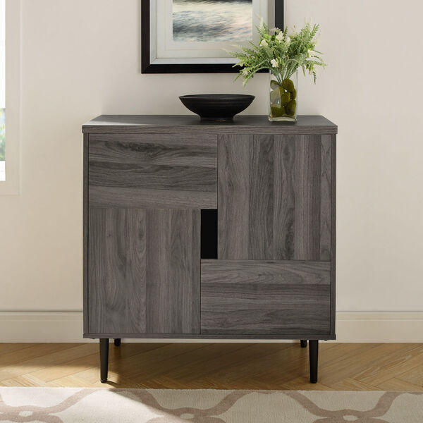 Slate Gray and Red 30-Inch Accent Cabinet, image 3