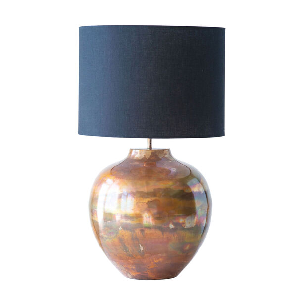 Sonoma Metal Table Lamp with Copper Finish and Black Fabric Shade, image 1