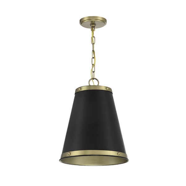 Chelsea Matte Black and Natural Brass One-Light Pendant, image 2