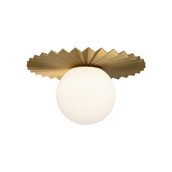 Plume Brushed Gold 12-Inch One-Light Flush Mount with Opal Glass, image 1