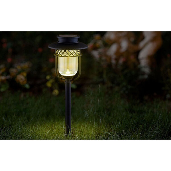 Black Stainless Steel LED Solar Powered Landscape Path and Garden Light, Pack of 2, image 2