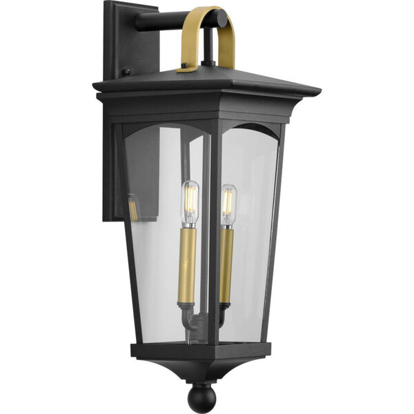 Chatsworth Textured Black Nine-Inch Two-Light Outdoor Wall Sconce with Clear Shade, image 1