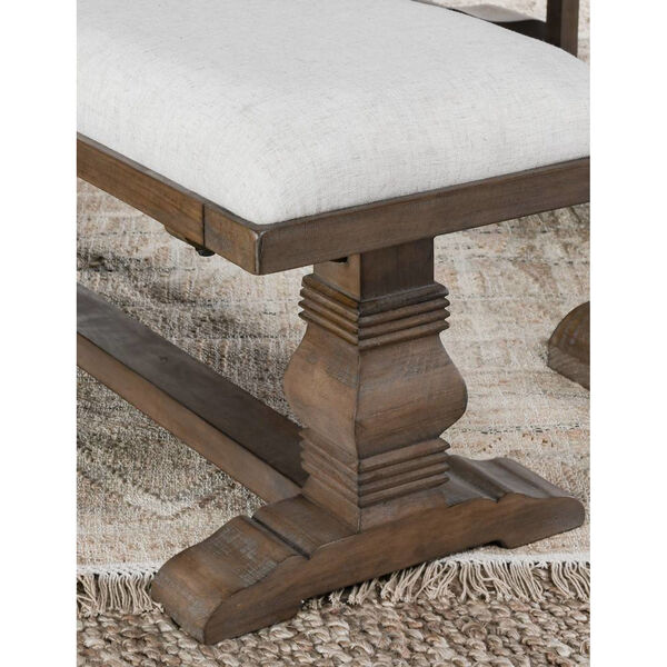 Quincy Weathered Brown and White Upholstered Bench, image 4