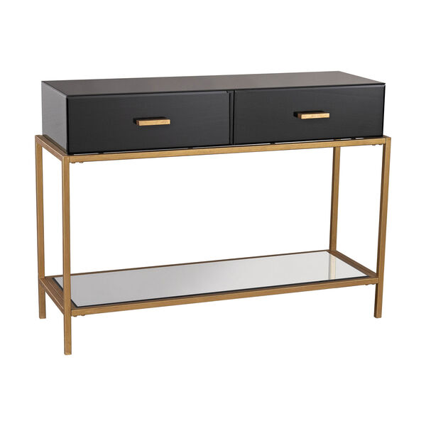 Monroe Black Glass Two-Drawer Console Table, image 1