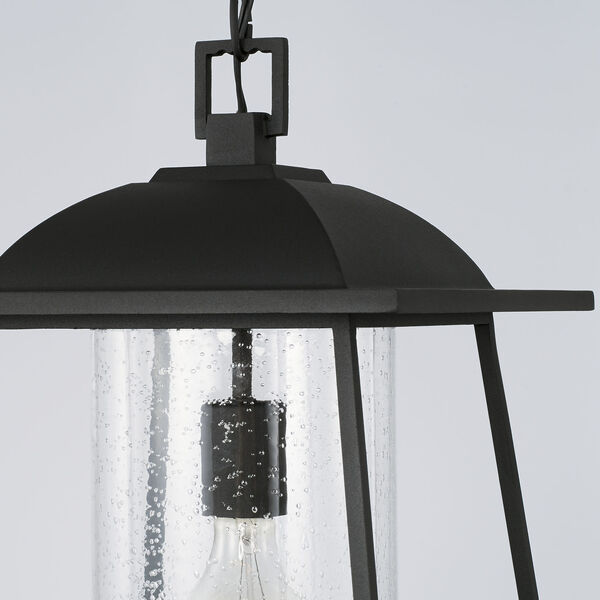 Durham Black One-Light Outdoor Hanging Lantern Pendant with Clear Seeded Glass, image 4