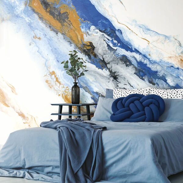 Blue and Gold Cystal Geode Peel and Stick Wallpaper, image 3
