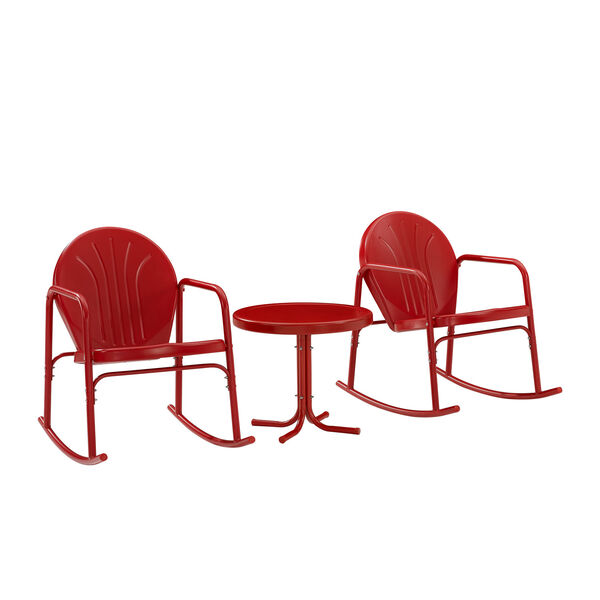 Griffith Bright Red Gloss Outdoor Rocking Chair Set, Three-Piece, image 2