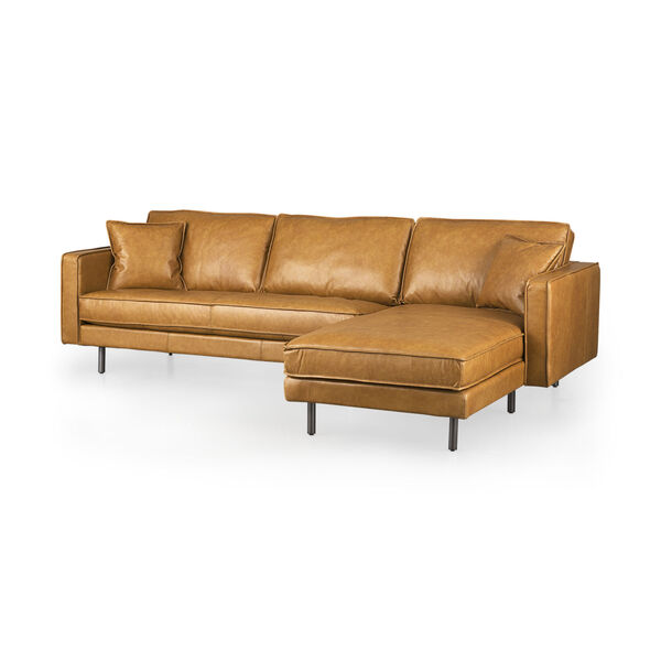 DArcy Tan Leather LEFT Chaise Sectional Sofa, image 1