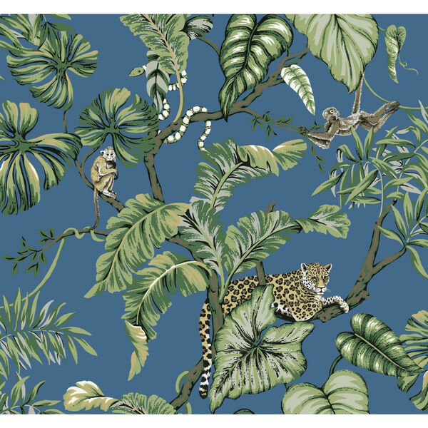 Ronald Redding Blue Jungle Cat Non Pasted Wallpaper, image 2