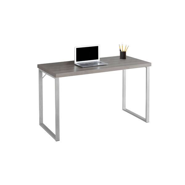 Computer Desk - 48L / Dark Taupe / Silver Metal, image 2