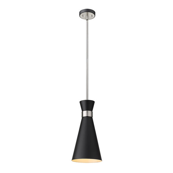 Soriano Matte Black and Brushed Nickel 8-Inch One-Light Pendant, image 1